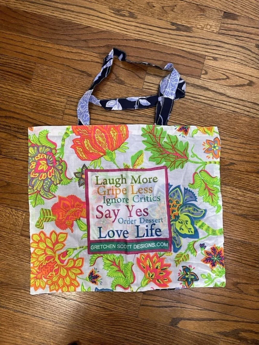 Gretchen Scott Designs Tote Bag Cotton Shopper Reusable Grocery Lot Of 3 Two Sid